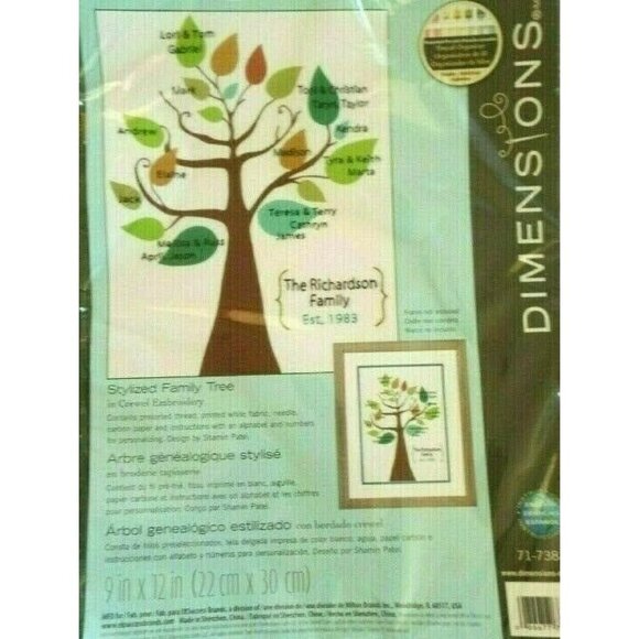 Embroidery Kit Dimensions Stylized Family Tree Crewel 71-73813 Reunion OOP! 9x12 - Picture 1 of 4